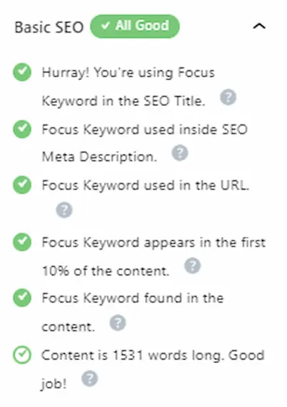 This image shows the Rank Math plugin's on-page Basic SEO interface.