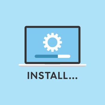 install-programm-icon-in-flat-style-software-upgrade-illustration-on-isolated-background-laptop-upload-process-sign-business-concept-vector